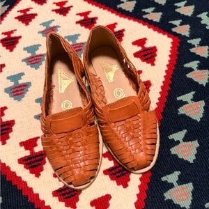 Handmade Mexican Tan Leather Huarache Sandals Size 23(6)